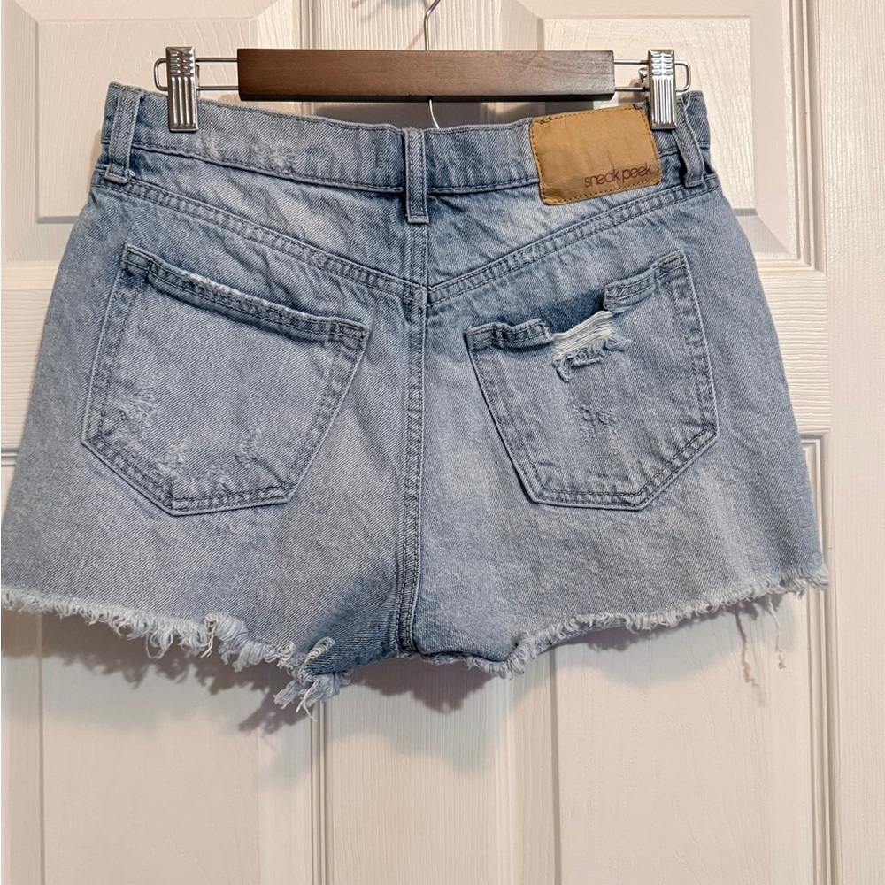 Altar'd State Light Blue Distressed Denim Cutoff Shorts - Picture 3 of 5